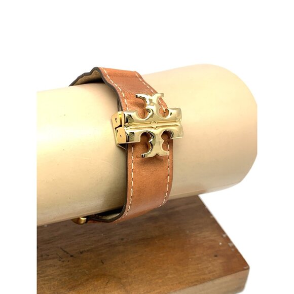 Tory Burch Women\'s Watch TBW1068 Tank Cream Dial Gold Quartz Brown Leather Band